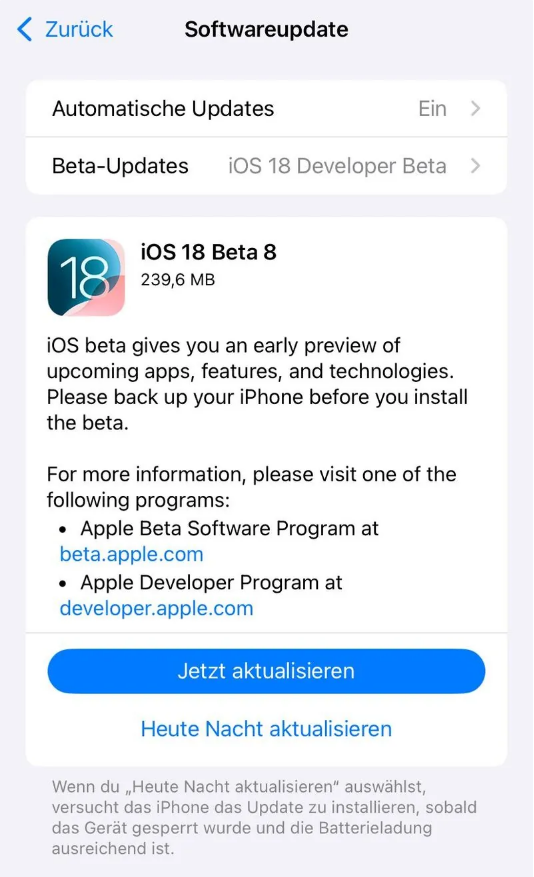 河口苹果手机维修分享苹果 iOS / iPadOS 18 开发者预览版 Beta 8 发布 