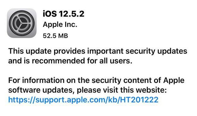 河口苹果手机维修分享iOS12.5.2发布，建议所有老苹果用户安装 